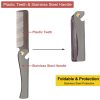Peekingoose - Stainless Steel Folding Comb, Pocket Comb for Men and Women, Black