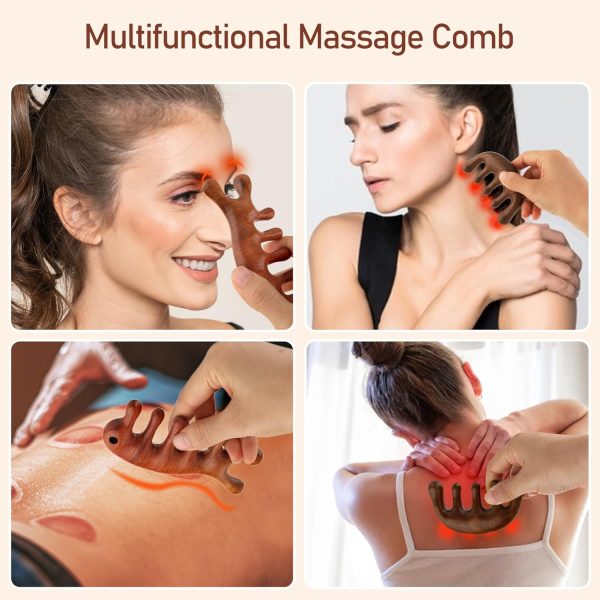 Peekingoose - 2 Pack Wooden Scalp Massage Comb ,Comb Massage Comb Hair Massager Scalp Face Massage Comb Head Tool Meridians Scalp Massage Natural Wood Comb