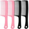 Peekingoose - 4PCS Wide Tooth Comb, Large Hair Detangling Comb Styling Comb, Professional Women Hair Care Handgrip Comb for Curly, Wet, Long Hair (Blue, Pink, White, Black)