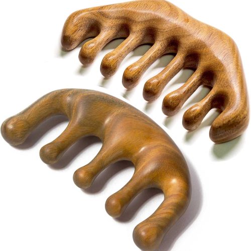 Peekingoose - Loc Comb 2 Pack Massage Comb Wooden Scalp Massager Wood Head Massager Green Sandalwood Wooden Comb for Women Men