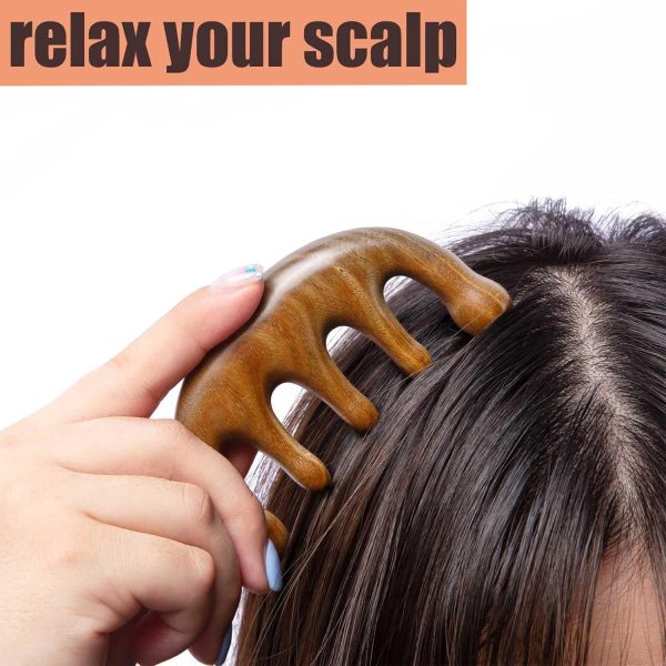 Peekingoose - Loc Comb 2 Pack Massage Comb Wooden Scalp Massager Wood Head Massager Green Sandalwood Wooden Comb for Women Men