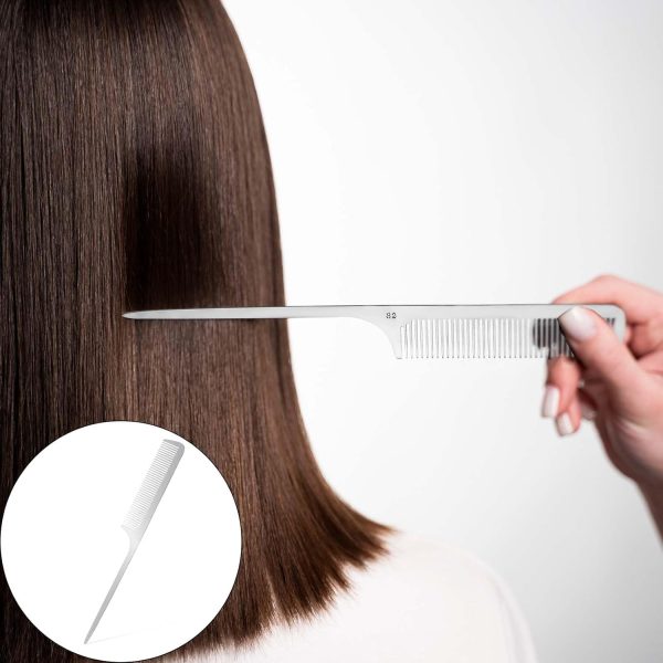 Peekingoose - Metal Rat Tail Comb Stainless Steel Hair Combs Flat Top Fine Cutting Comb Teasing Pin Tail Barber Comb with Parting Tip, Rat Tail Comb with Metal Pick for Hair Stylist Women Men