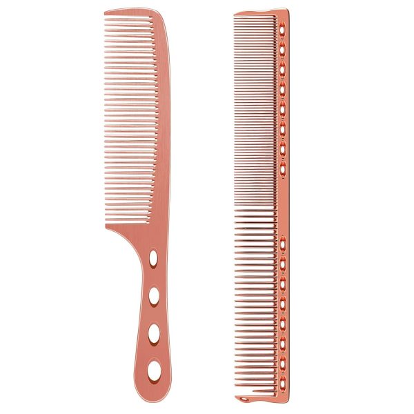 Peekingoose - Hair Styling Comb,2PCS Metal Combs For Hair Women,Space Aluminum Stainless Steel Anti-static Sparse Haircut Comb Beauty Tool (Rose Golden)