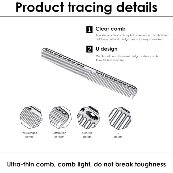 Peekingoose - Aviation Aluminum Metal Cutting Comb Hair Hairdressing Barbers Salon Professional Combs