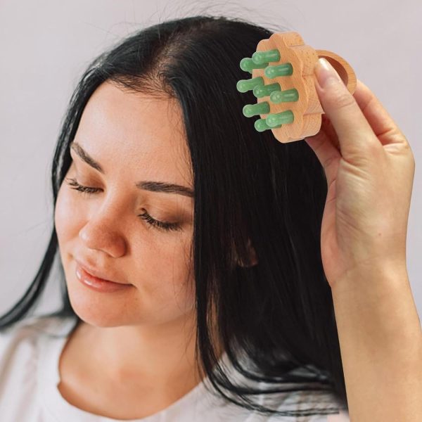 Peekingoose - Scalp Massager,Head Scalp Comb,Jade-Wooden Comb for Head Stress Relax Massage Tool for Hair Growth Relieve Headaches