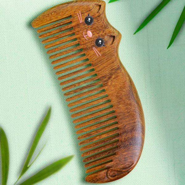 Peekingoose - Anti-Static Wood Shaped Kitty Cat Comb