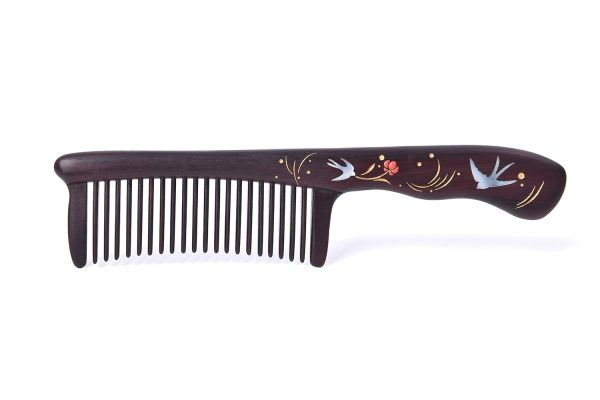 Peekingoose - Anti-Static, Wood Comb with Dragonfly and Lightning