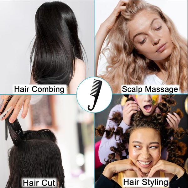 Peekingoose - 2PCS Premium Wide Tooth Comb, Shower Combs for Wet Curly Hair, Large Detangling Comb with Hook for Curls, Wigs, Detangler Hair Brush with Handgrip for Knotting Wavy, Thick, Dry Hair Stylist