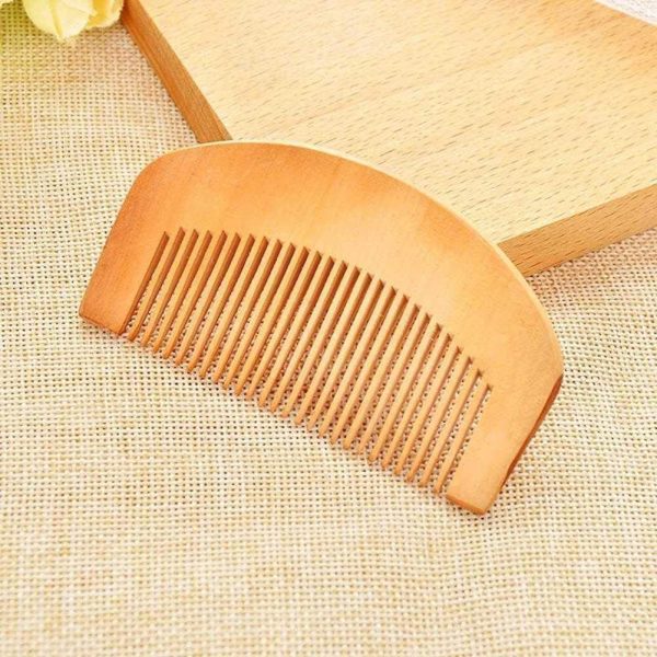 Peekingoose - 4PCS Brown Peach Wood Wooden Comb Anti-Static Comb Close Tooth Comb Hair Combs