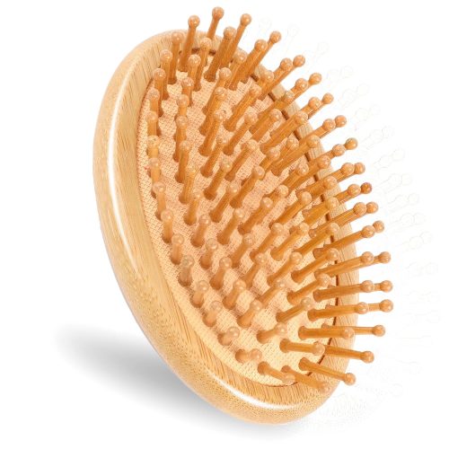 Peekingoose - Bamboo Massage Comb,Wooden Scalp Massager Wooden Hair Brush Round Portable Bamboo Comb Anti-Static Air Cushion Hairbrush Mini Hairbrush without Handle