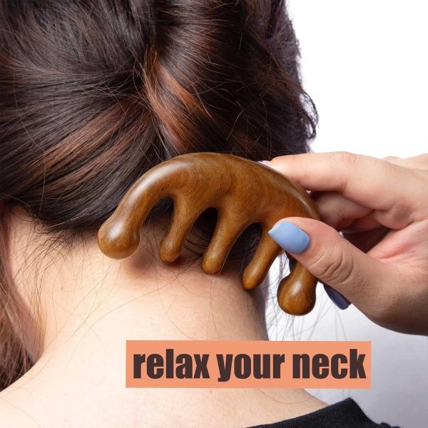 Peekingoose - Loc Comb 2 Pack Massage Comb Wooden Scalp Massager Wood Head Massager Green Sandalwood Wooden Comb for Women Men