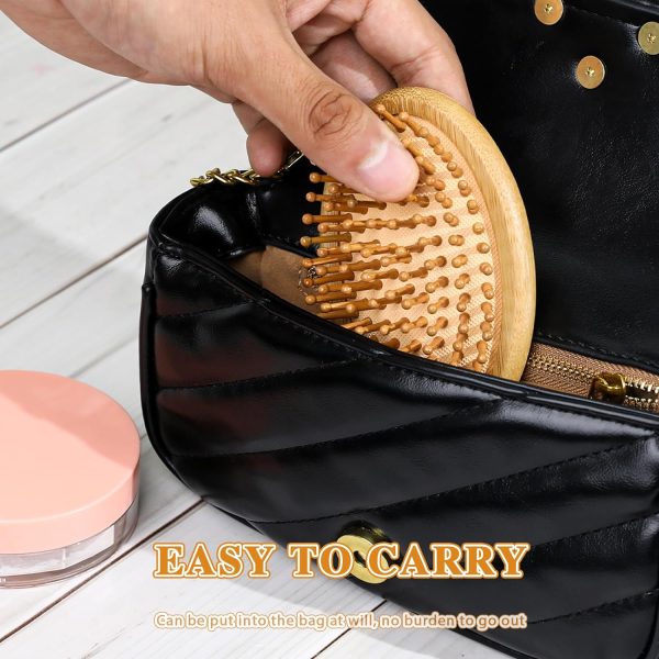 Peekingoose - Bamboo Massage Comb,Wooden Scalp Massager Wooden Hair Brush Round Portable Bamboo Comb Anti-Static Air Cushion Hairbrush Mini Hairbrush without Handle
