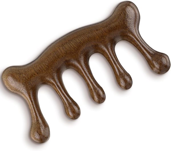 Peekingoose - Wooden Scalp Massage Beauty Comb, No Static Handheld Wide Tooth Hair Comb Gua Sha Meridians Massager Body Massage Tool for Women Men hair care, Acupoint Massage, neck, facial (Style-A)