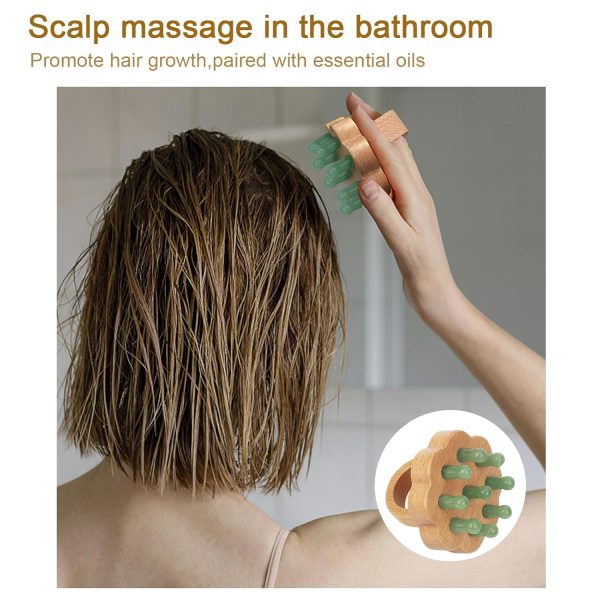 Peekingoose - Scalp Massager,Head Scalp Comb,Jade-Wooden Comb for Head Stress Relax Massage Tool for Hair Growth Relieve Headaches