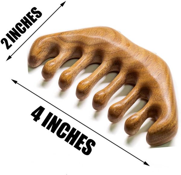 Peekingoose - Loc Comb 2 Pack Massage Comb Wooden Scalp Massager Wood Head Massager Green Sandalwood Wooden Comb for Women Men