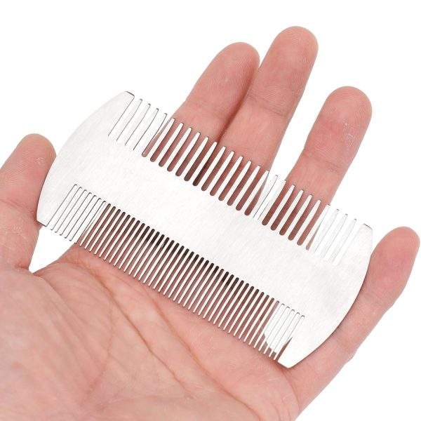 Peekingoose - Metal Hair Comb, 2 Pack Stainless Steel Beard Comb for Men, Mini Portable Travel Combs Anti-Static Dual Action Fine & Wide Teeth Mustache Comb for Men Mini Hair Comb for Wallet Purse Pocket Car