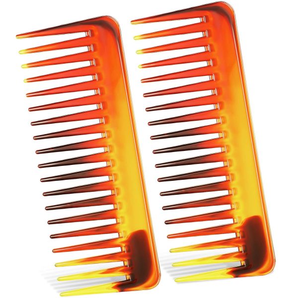 Peekingoose - Large Hair Detangling Comb, Wide Tooth for Curly, Wet Dry Hair, No Handle Comb Styling Shampoo Comb (White, Cyan)