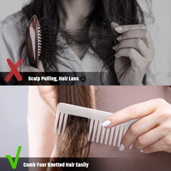 Peekingoose - Large Hair Detangling Comb, Wide Tooth for Curly, Wet Dry Hair, No Handle Comb Styling Shampoo Comb (White, Cyan)