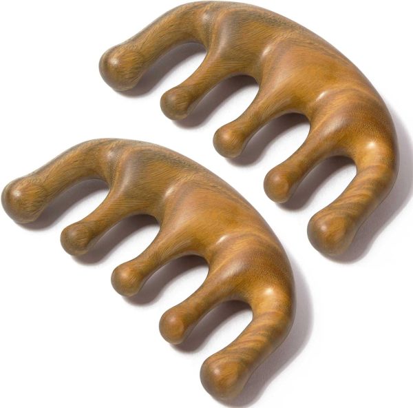Peekingoose - Loc Comb 2 Pack Massage Comb Wooden Scalp Massager Wood Head Massager Green Sandalwood Wooden Comb for Women Men