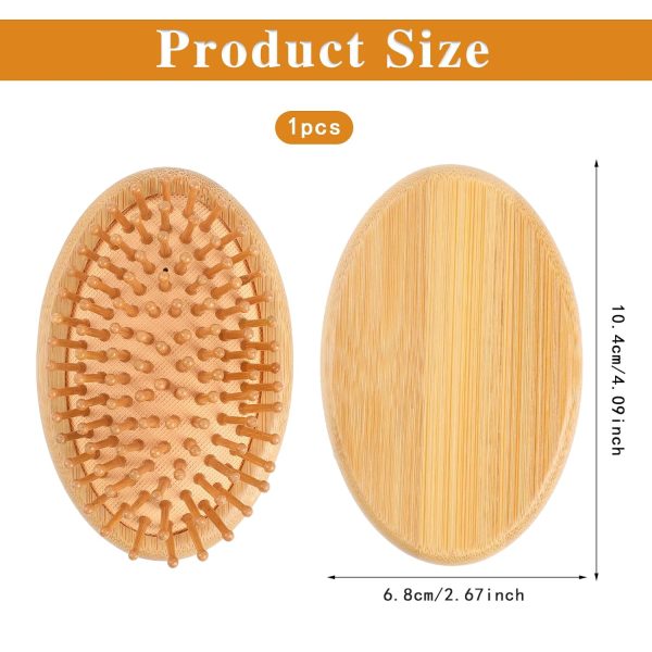 Peekingoose - Bamboo Massage Comb,Wooden Scalp Massager Wooden Hair Brush Round Portable Bamboo Comb Anti-Static Air Cushion Hairbrush Mini Hairbrush without Handle