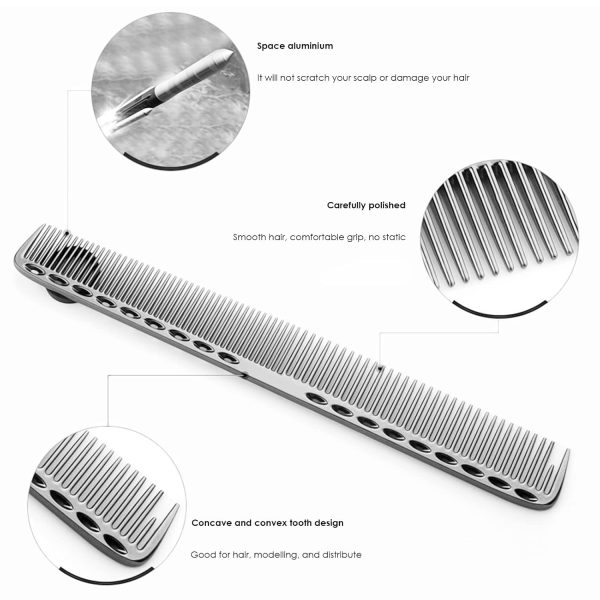 Peekingoose - Aviation Aluminum Metal Cutting Comb Hair Hairdressing Barbers Salon Professional Combs
