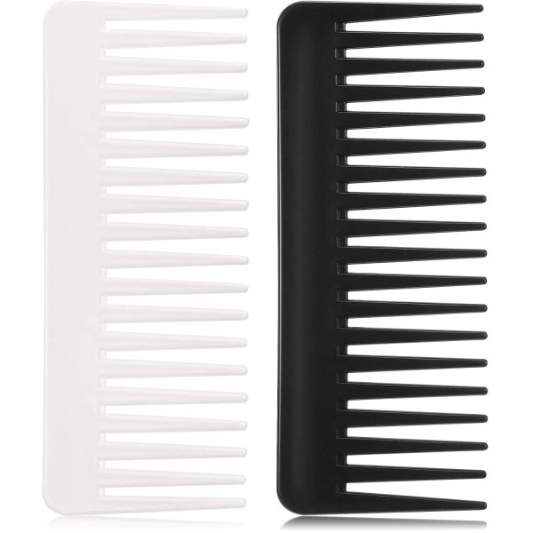 Peekingoose - Large Hair Detangling Comb, Wide Tooth for Curly, Wet Dry Hair, No Handle Comb Styling Shampoo Comb (White, Cyan)