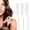 Peekingoose - 3 Packs Rat Tail Comb Steel Pin Rat Tail Carbon Fiber Heat Resistant Teasing Combs with Stainless Steel Pintail (Pink)