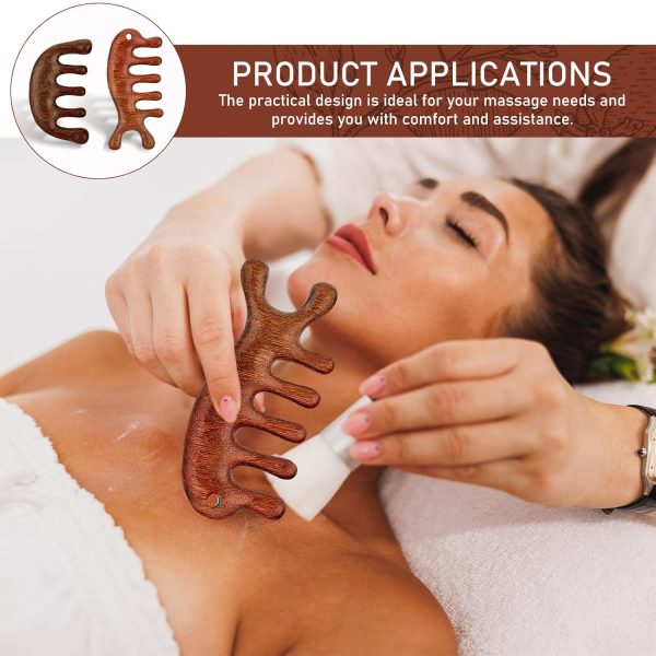 Peekingoose - 2 Pack Wooden Scalp Massage Comb ,Comb Massage Comb Hair Massager Scalp Face Massage Comb Head Tool Meridians Scalp Massage Natural Wood Comb
