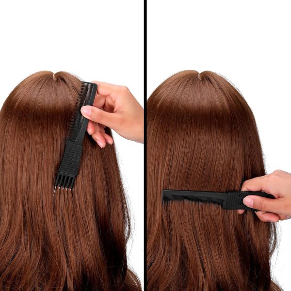 Peekingoose - 3 Pack Black Carbon Lift Teasing Combs with Metal Prong, Salon Teasing Back Combs, Black Carbon Comb with Stainless Steel Lift (Style A)