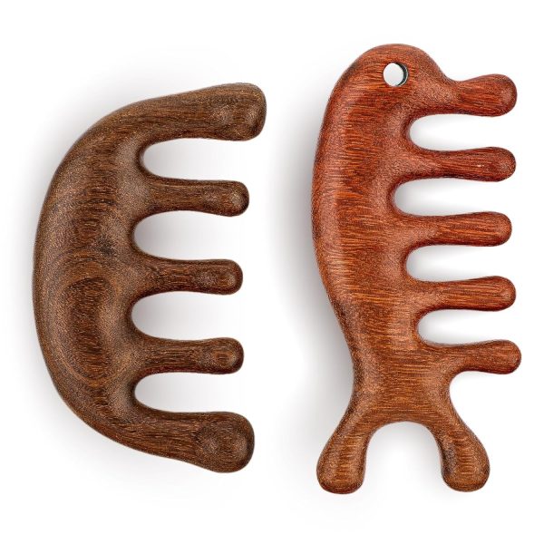 Peekingoose - 2 Pack Wooden Scalp Massage Comb ,Comb Massage Comb Hair Massager Scalp Face Massage Comb Head Tool Meridians Scalp Massage Natural Wood Comb