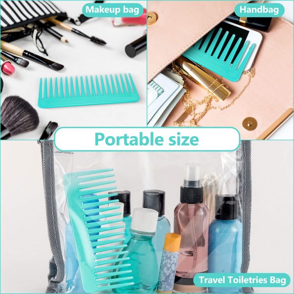 Peekingoose - Large Hair Detangling Comb, Wide Tooth for Curly, Wet Dry Hair, No Handle Comb Styling Shampoo Comb (White, Cyan)