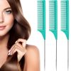 Peekingoose - 3 Packs Rat Tail Comb Steel Pin Rat Tail Carbon Fiber Heat Resistant Teasing Combs with Stainless Steel Pintail (Pink)