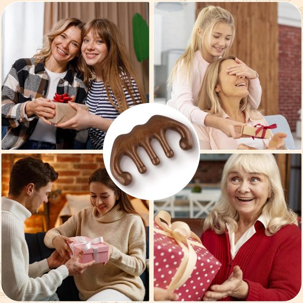 Peekingoose - Wooden Scalp Massage Beauty Comb, No Static Handheld Wide Tooth Hair Comb Gua Sha Meridians Massager Body Massage Tool for Women Men hair care, Acupoint Massage, neck, facial (Style-A)