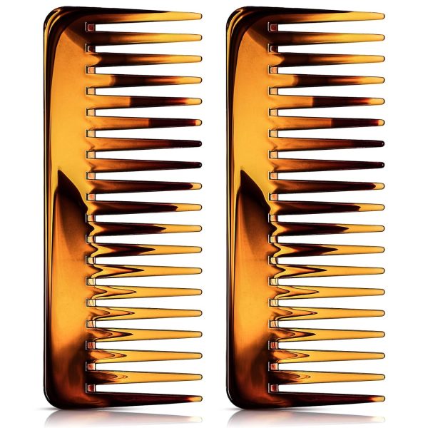 Peekingoose - Large Hair Detangling Comb, Wide Tooth for Curly, Wet Dry Hair, No Handle Comb Styling Shampoo Comb (White, Cyan)