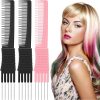 Peekingoose - 3 Pack Black Carbon Lift Teasing Combs with Metal Prong, Salon Teasing Back Combs, Black Carbon Comb with Stainless Steel Lift (Style A)