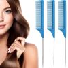 Peekingoose - 3 Packs Rat Tail Comb Steel Pin Rat Tail Carbon Fiber Heat Resistant Teasing Combs with Stainless Steel Pintail (Pink)