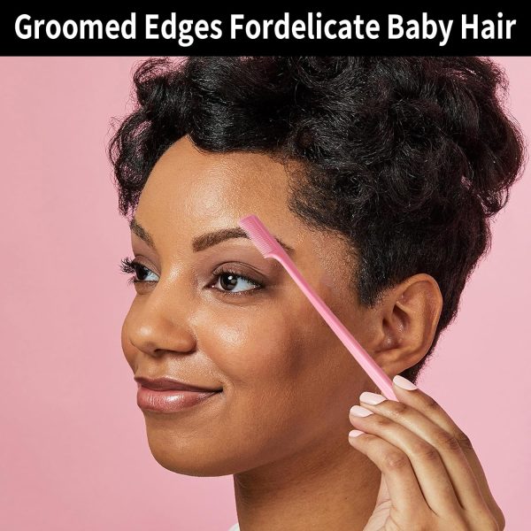 Peekingoose - Slick Back Hair Brush, 3 Pcs Comb Set Edge Brush Bristle Hair Brush Rat Tail Comb, Curly Hair Brush, Styling Tools & Appliances, Hair Styling Tools, Parting Comb,Teasing Comb for Women Baby Pink