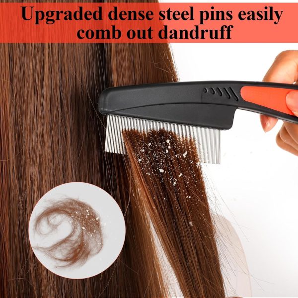 Peekingoose - Pieces Stainless Steel Dandruff Fine Tooth Comb High Strength Wide Teeth Hair Combs Professional Hair Grooming Combs Multifunctional Scalp Care Tool Suitable for Kids and Adults
