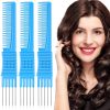 Peekingoose - 3 Pack Black Carbon Lift Teasing Combs with Metal Prong, Salon Teasing Back Combs, Black Carbon Comb with Stainless Steel Lift (Style A)
