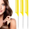 Peekingoose - 3 Packs Rat Tail Comb Steel Pin Rat Tail Carbon Fiber Heat Resistant Teasing Combs with Stainless Steel Pintail (Pink)