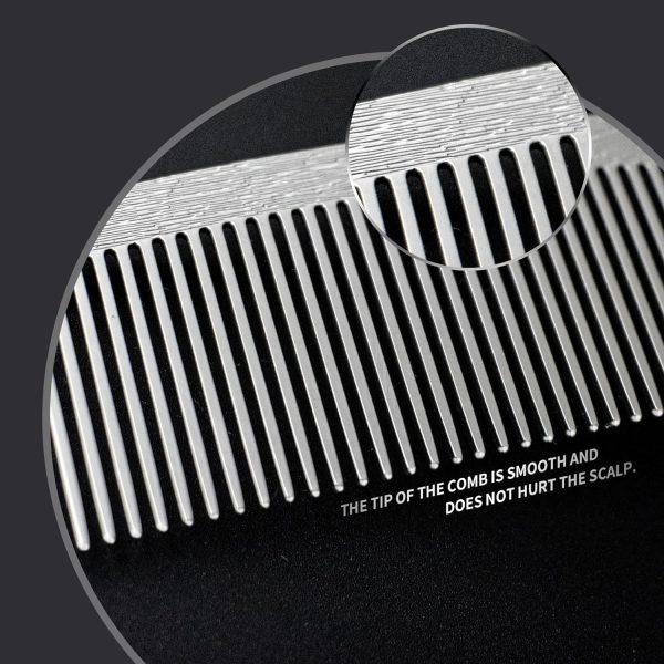 Peekingoose - 2 Pcs Metal Comb, Fine Tooth Comb, Stainless Steel Comb Set, Professional Barber Comb Hair Cutting for Hair Stylist, Easy Take, Anti Static, Heat Resistant, Travel comb, Wood Grain Design