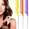 Peekingoose - 3 Packs Rat Tail Comb Steel Pin Rat Tail Carbon Fiber Heat Resistant Teasing Combs with Stainless Steel Pintail (Pink)