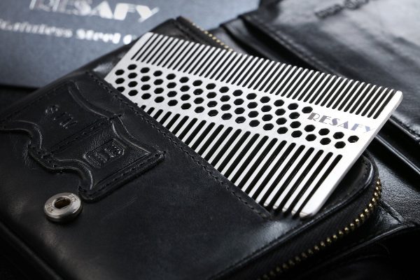 Peekingoose - Stainless Steel Hair Comb Dandruff Comb Mens Razor Comb Wallet Comb Credit Cart Size Pocket Comb