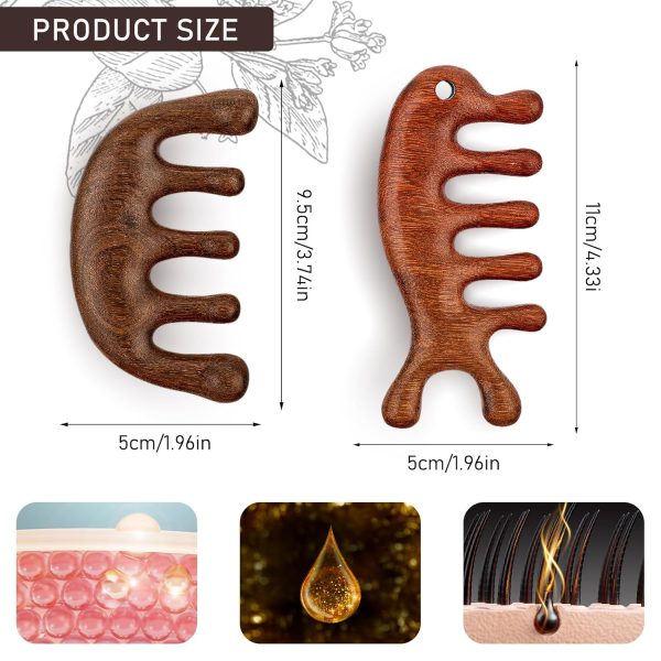 Peekingoose - 2 Pack Wooden Scalp Massage Comb ,Comb Massage Comb Hair Massager Scalp Face Massage Comb Head Tool Meridians Scalp Massage Natural Wood Comb