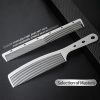 Peekingoose - 2 Pcs Metal Comb, Fine Tooth Comb, Stainless Steel Comb Set, Professional Barber Comb Hair Cutting for Hair Stylist, Easy Take, Anti Static, Heat Resistant, Travel comb, Wood Grain Design
