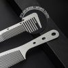 Peekingoose - 2 Pcs Metal Comb, Fine Tooth Comb, Stainless Steel Comb Set, Professional Barber Comb Hair Cutting for Hair Stylist, Easy Take, Anti Static, Heat Resistant, Travel comb, Wood Grain Design